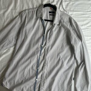Boss Blue and White Casual Button Down Shirt